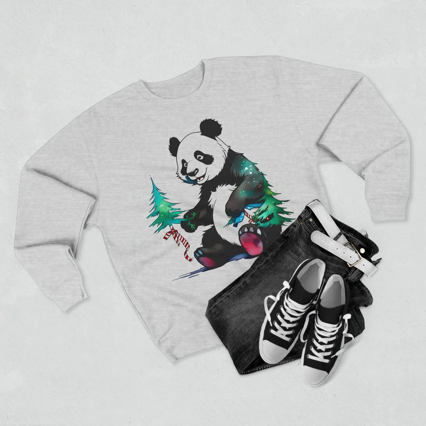 "La Magie des Fêtes : Le Panda et son Sapin" Sweatshirt (U.E) - RoosStyle Design