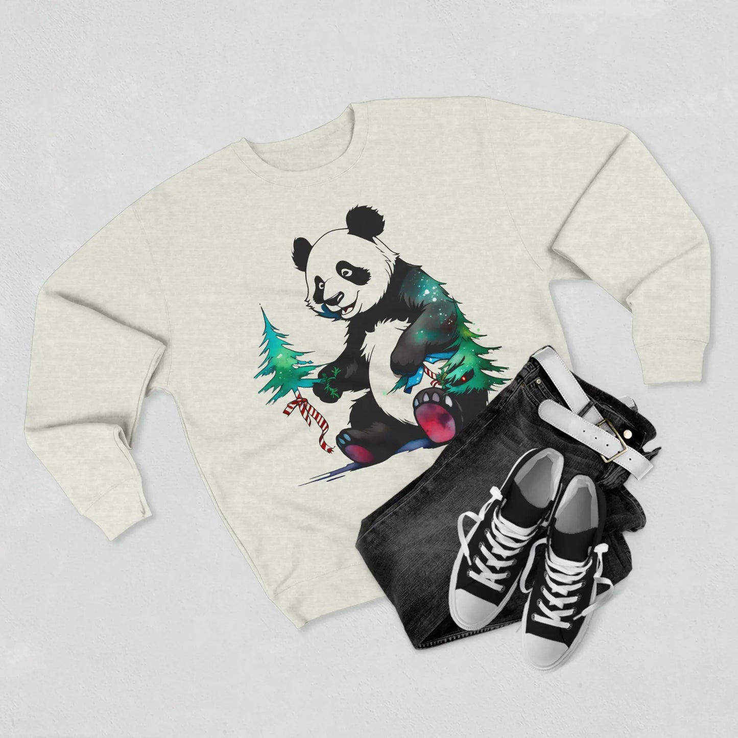 "La Magie des Fêtes : Le Panda et son Sapin" Sweatshirt (U.E) - RoosStyle Design