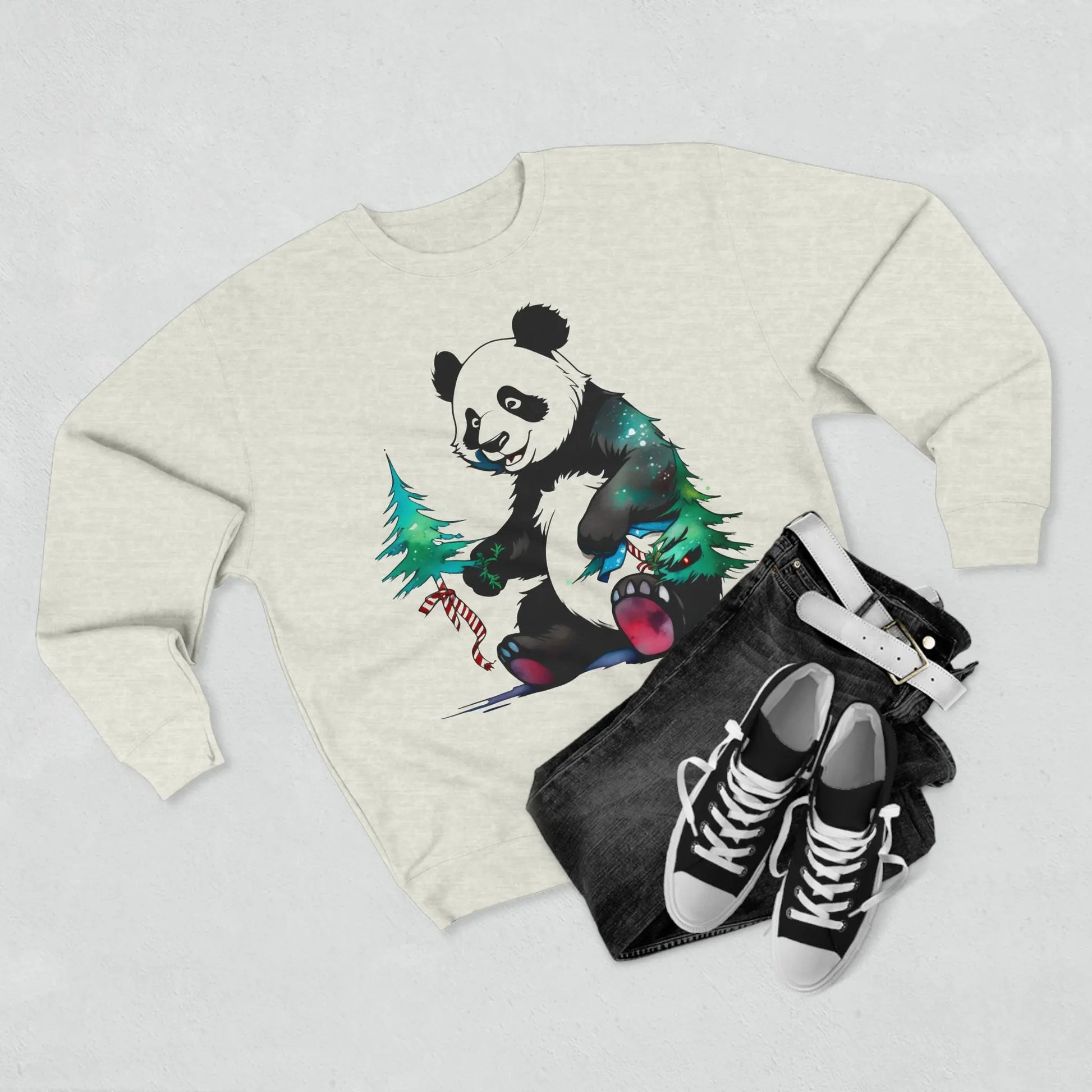 "La Magie des Fêtes : Le Panda et son Sapin" Sweatshirt (U.E) - RoosStyle Design