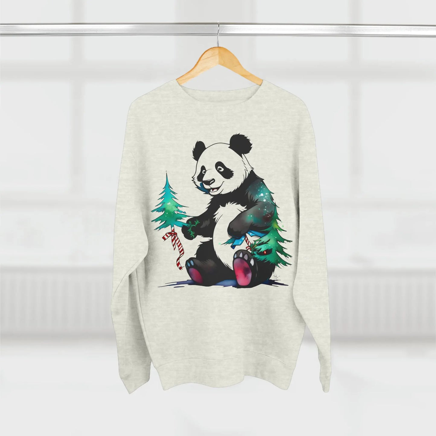 "La Magie des Fêtes : Le Panda et son Sapin" Sweatshirt (U.E) - RoosStyle Design