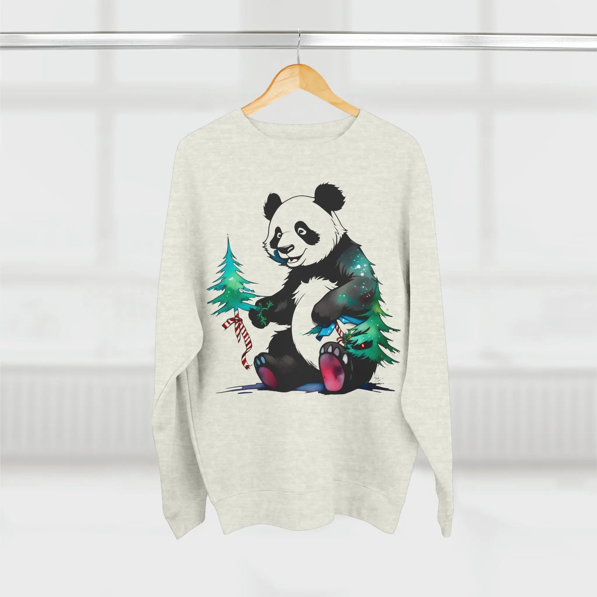 "La Magie des Fêtes : Le Panda et son Sapin" Sweatshirt (U.E) - RoosStyle Design