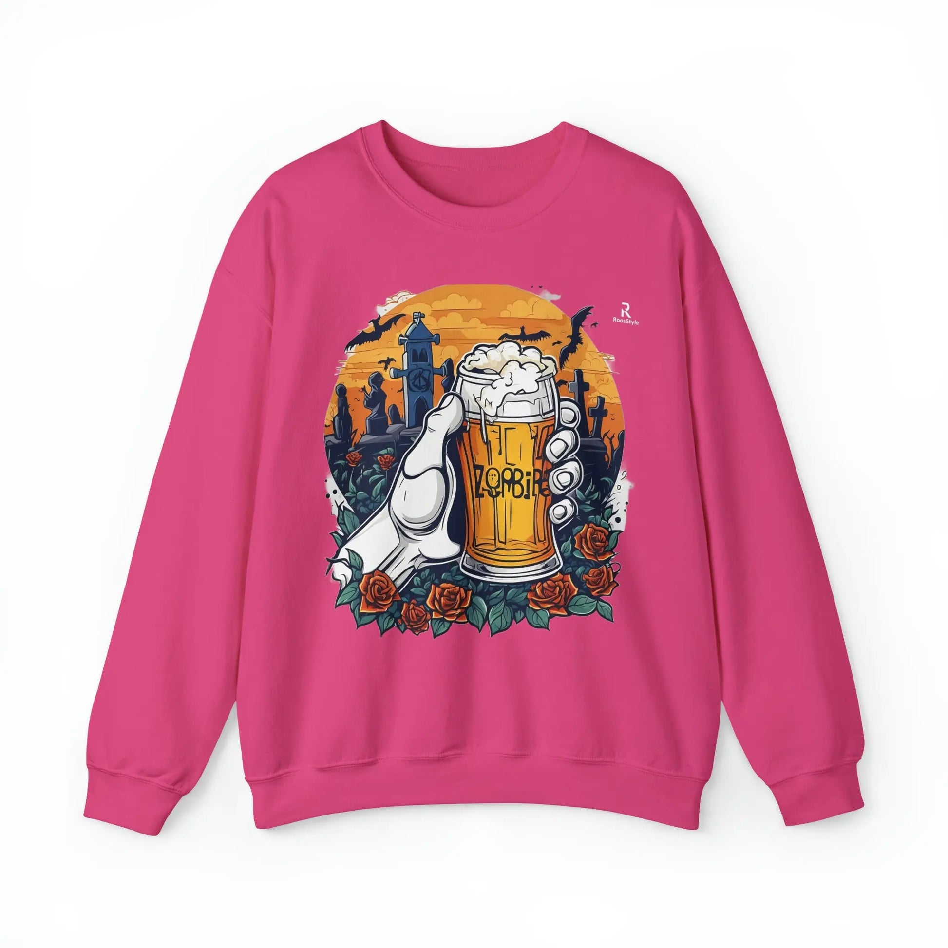 Zombie Chill: A Beer in the Hand of the Beyond Sweatshirt (U.E) - RoosStyle Design