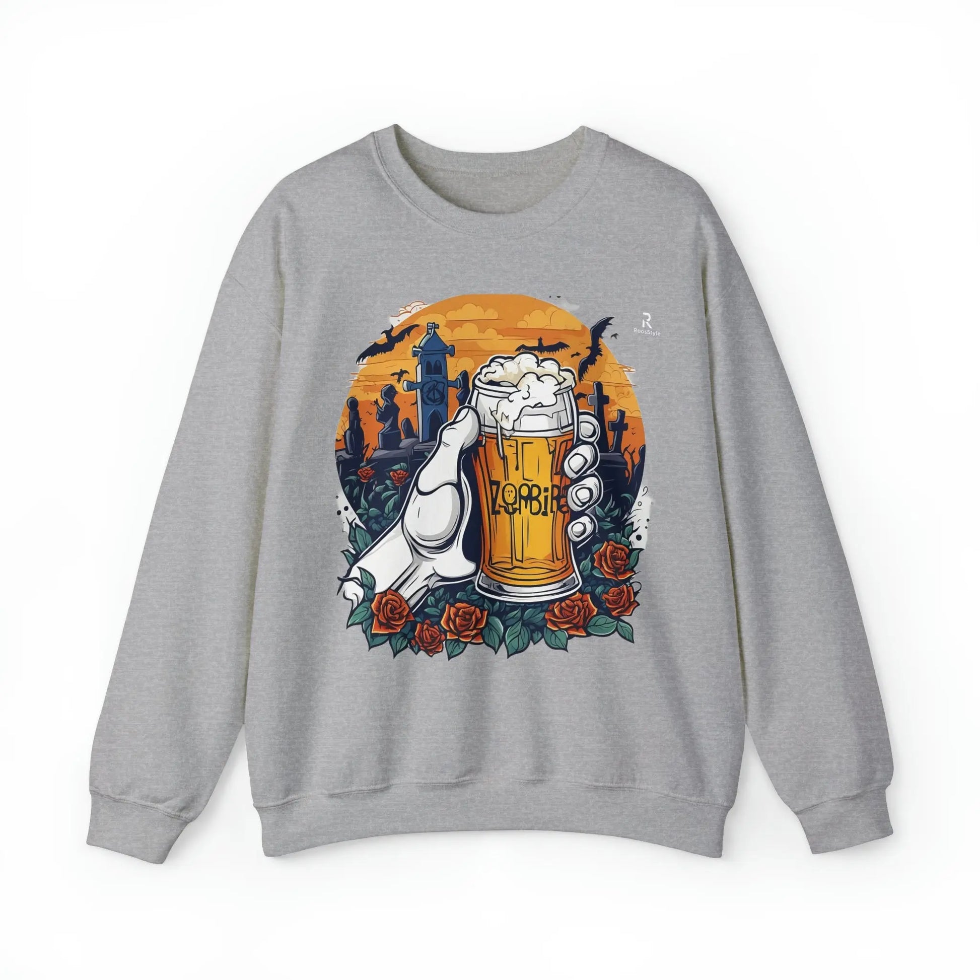 Zombie Chill: A Beer in the Hand of the Beyond Sweatshirt (U.E) - RoosStyle Design