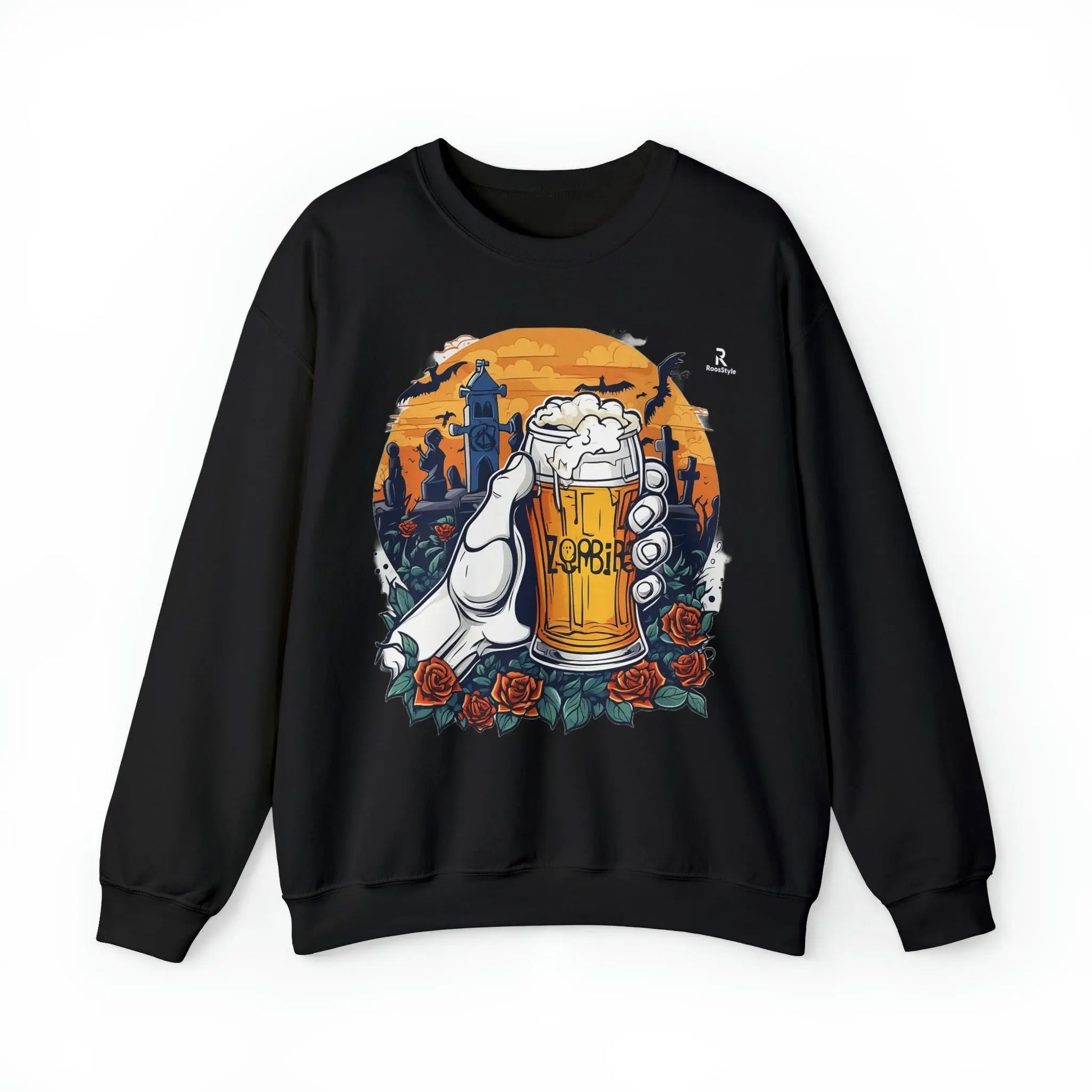 Zombie Chill: A Beer in the Hand of the Beyond Sweatshirt (U.E) - RoosStyle Design