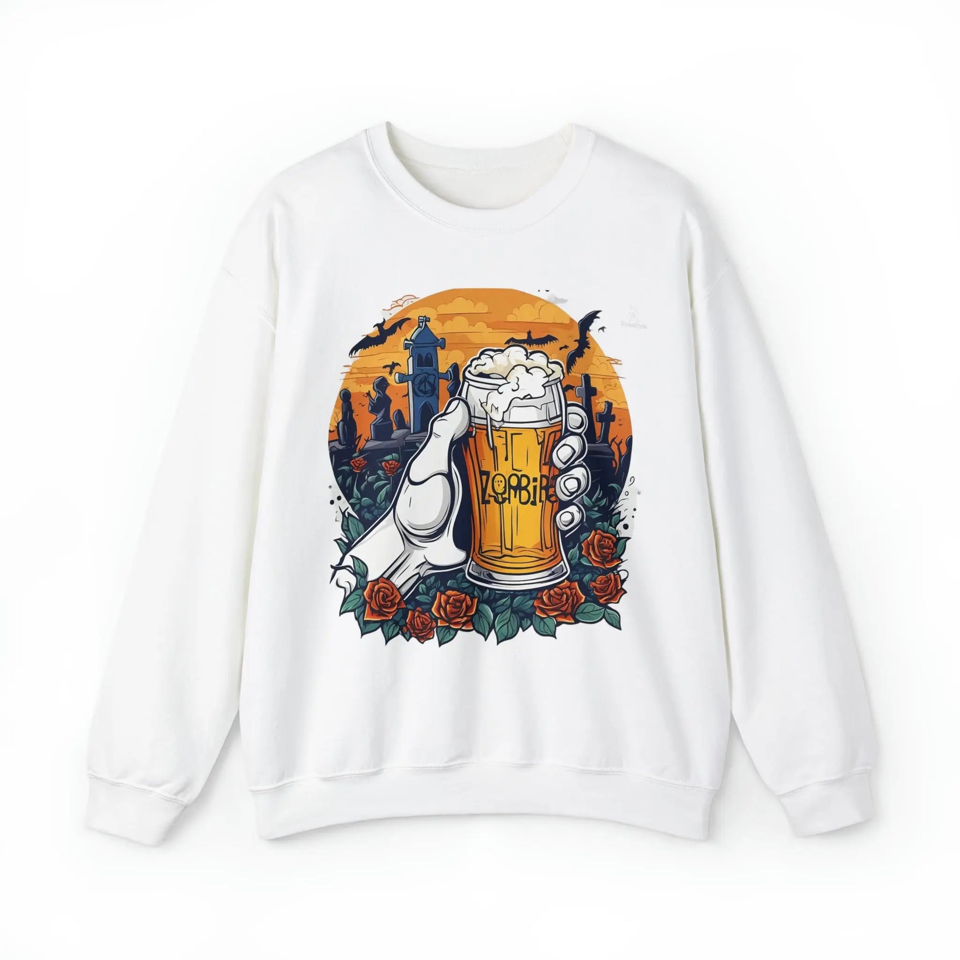 Zombie Chill: A Beer in the Hand of the Beyond Sweatshirt (U.E) - RoosStyle Design