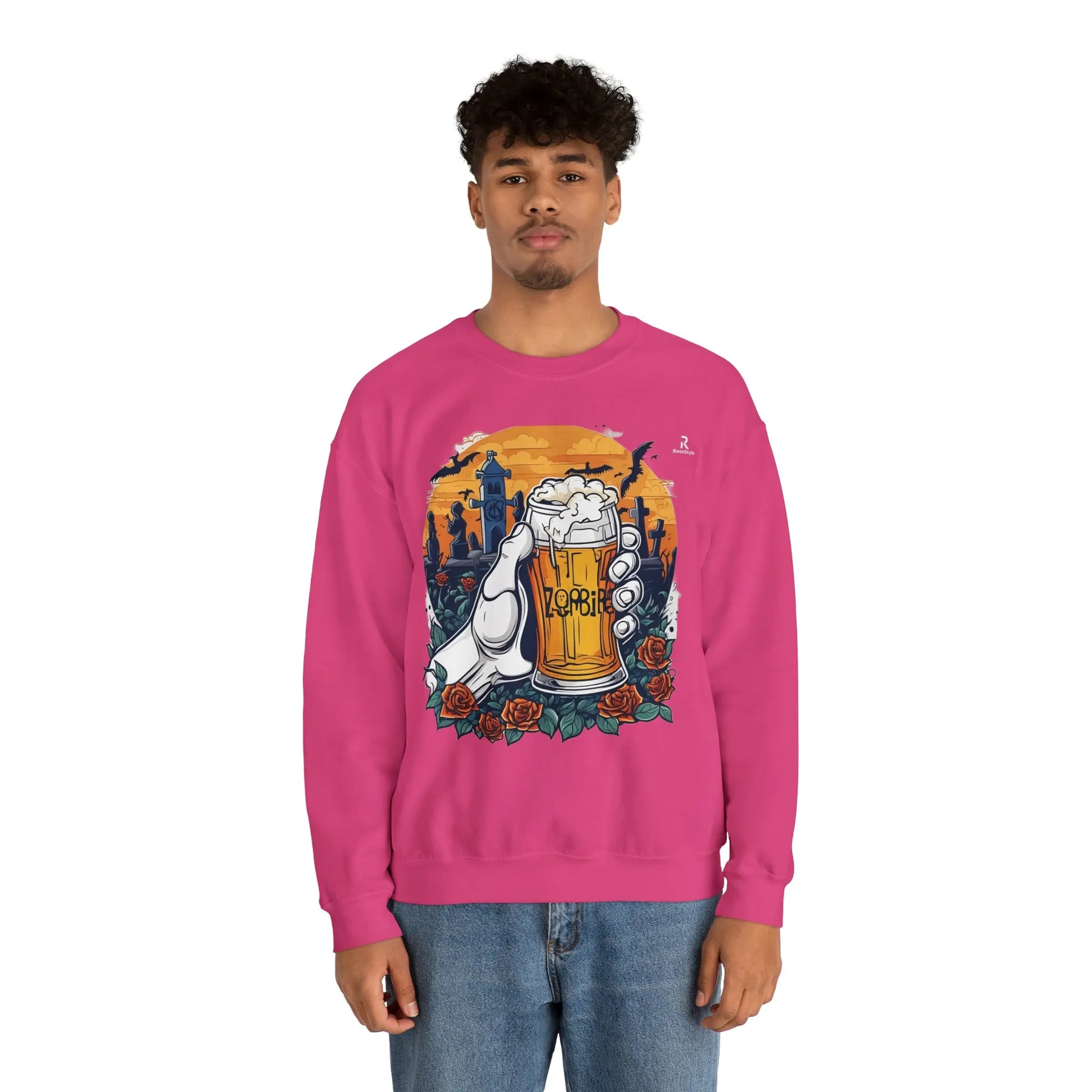 Zombie Chill: A Beer in the Hand of the Beyond Sweatshirt (U.E) - RoosStyle Design