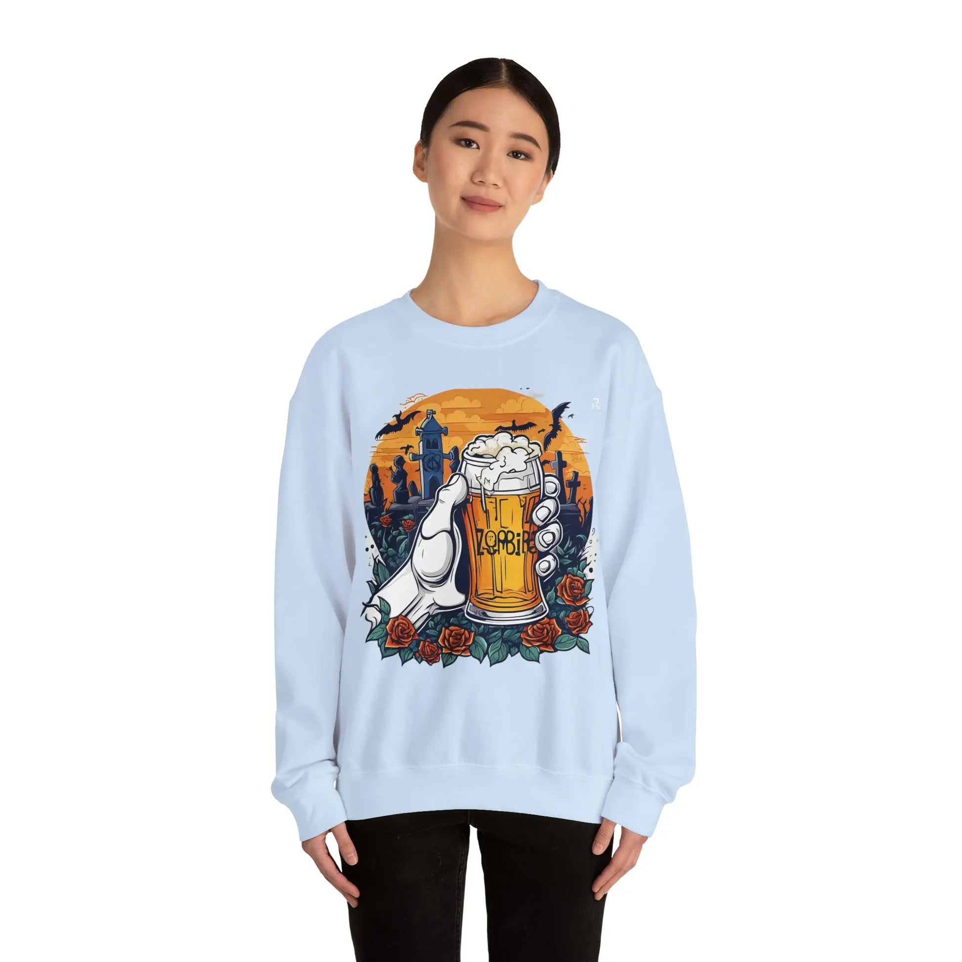 Zombie Chill: A Beer in the Hand of the Beyond Sweatshirt (U.E) - RoosStyle Design