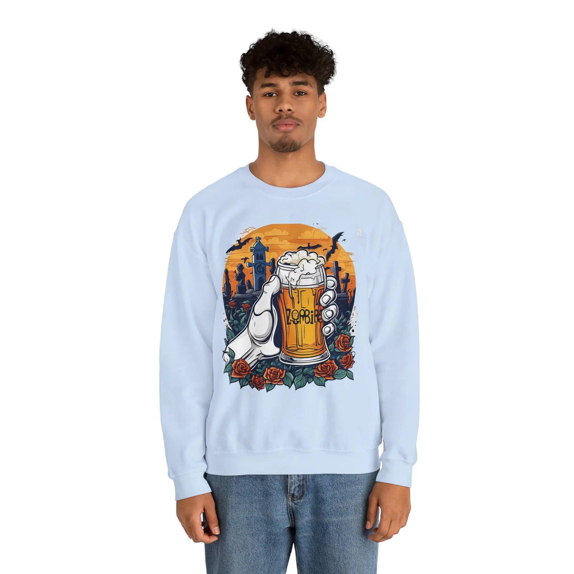 Zombie Chill: A Beer in the Hand of the Beyond Sweatshirt (U.E) - RoosStyle Design