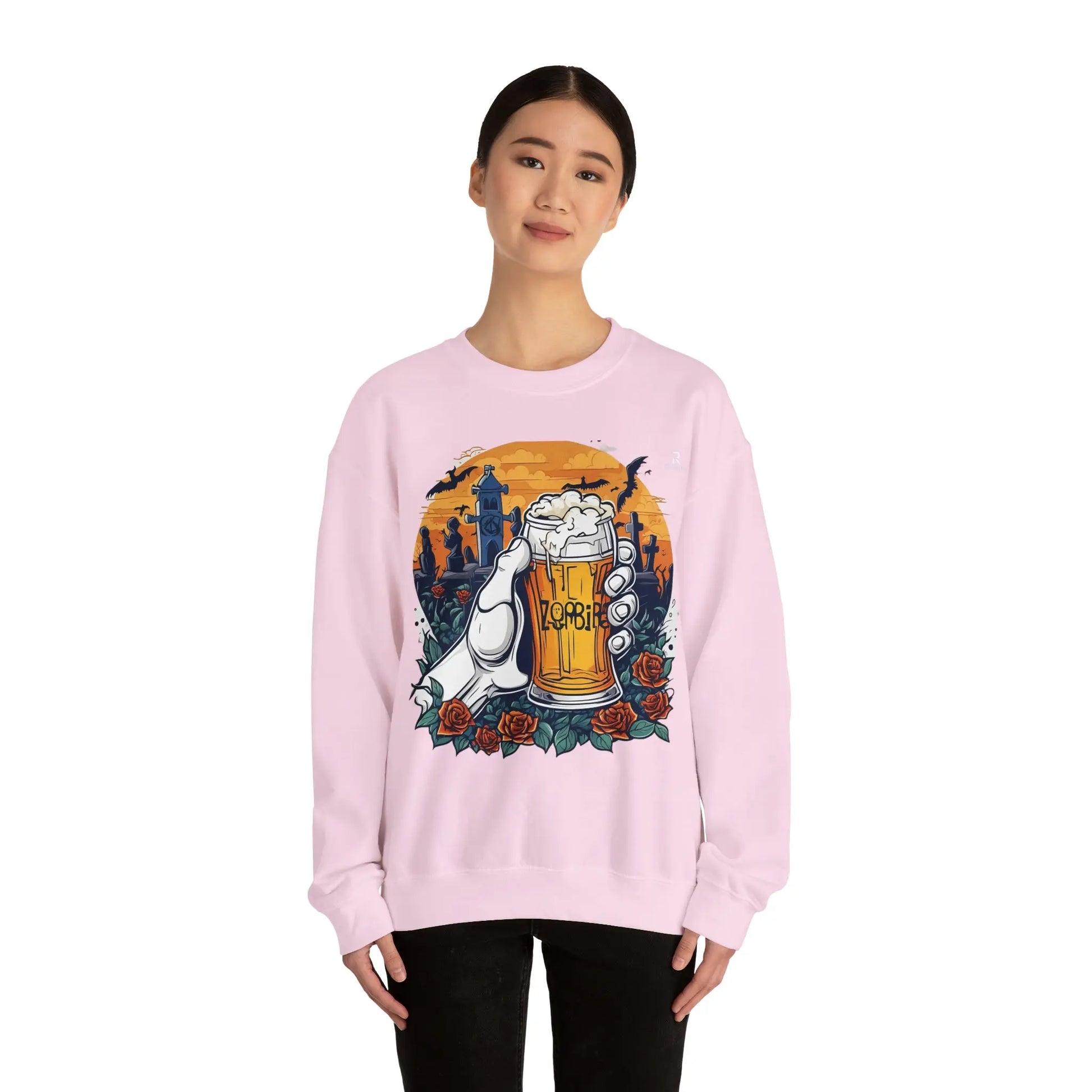 Zombie Chill: A Beer in the Hand of the Beyond Sweatshirt (U.E) - RoosStyle Design