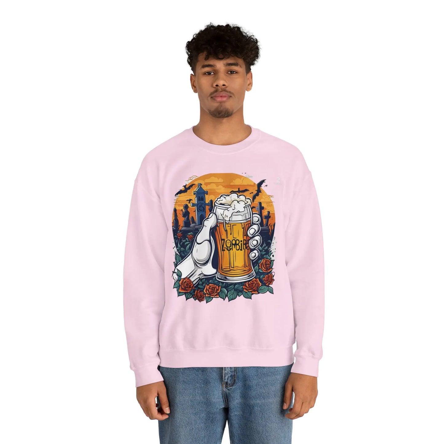 Zombie Chill: A Beer in the Hand of the Beyond Sweatshirt (U.E) - RoosStyle Design