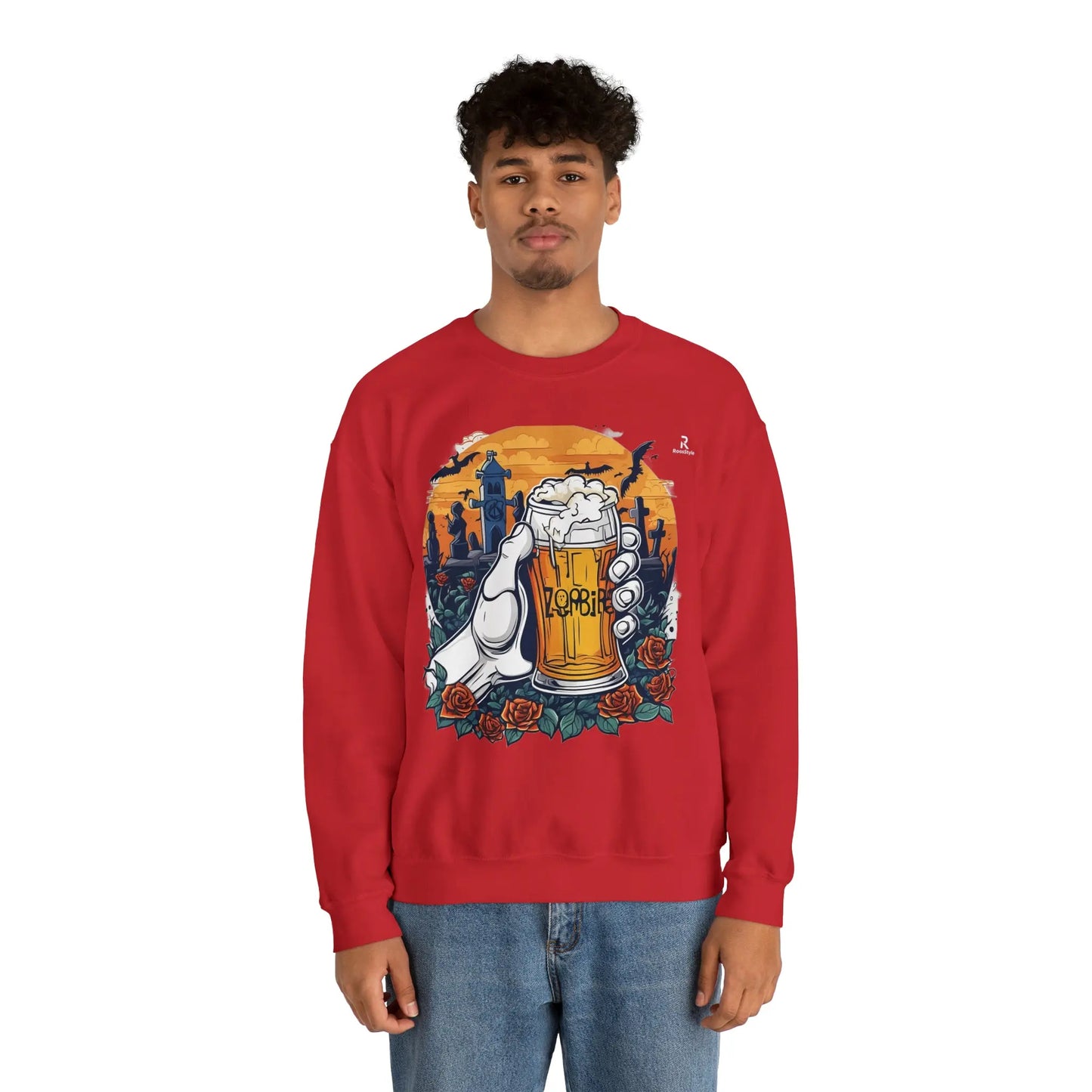 Zombie Chill: A Beer in the Hand of the Beyond Sweatshirt (U.E) - RoosStyle Design