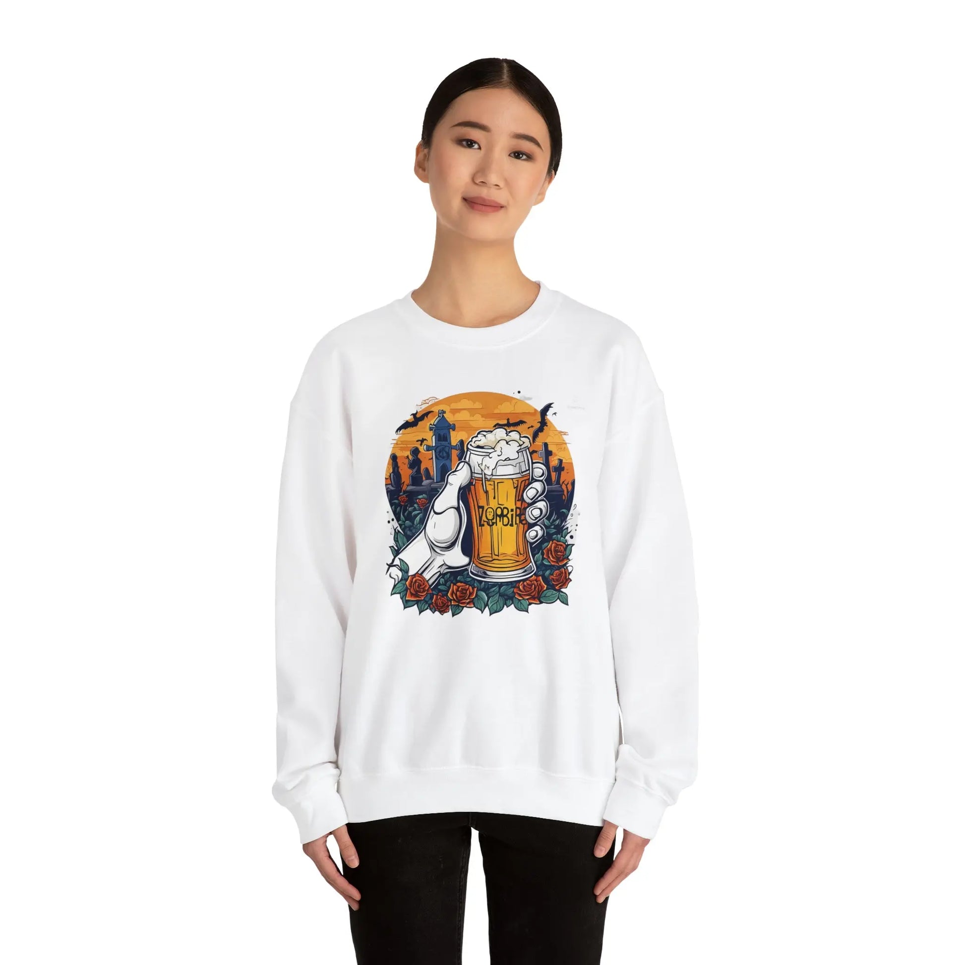 Zombie Chill: A Beer in the Hand of the Beyond Sweatshirt (U.S) - RoosStyle Design