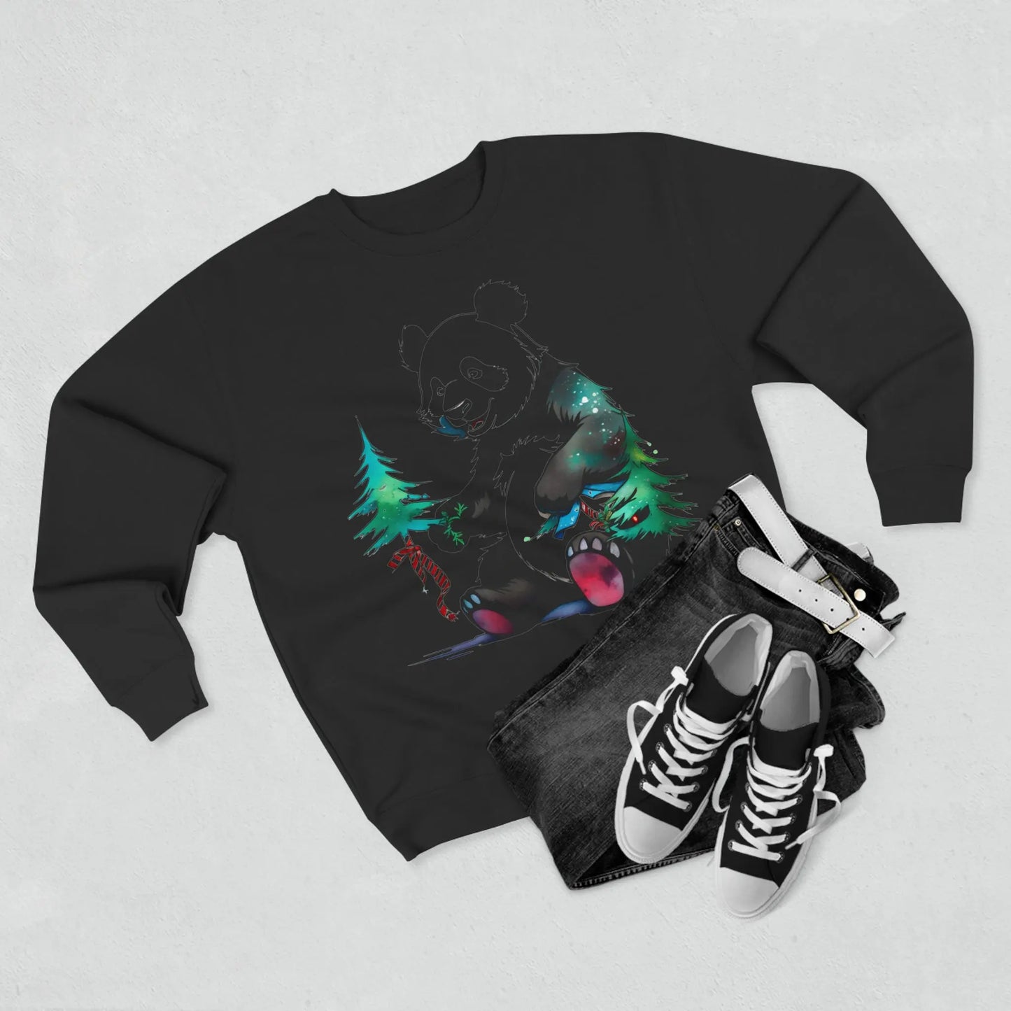"La Magie des Fêtes : Le Panda et son Sapin" Sweatshirt (U.E) - RoosStyle Design