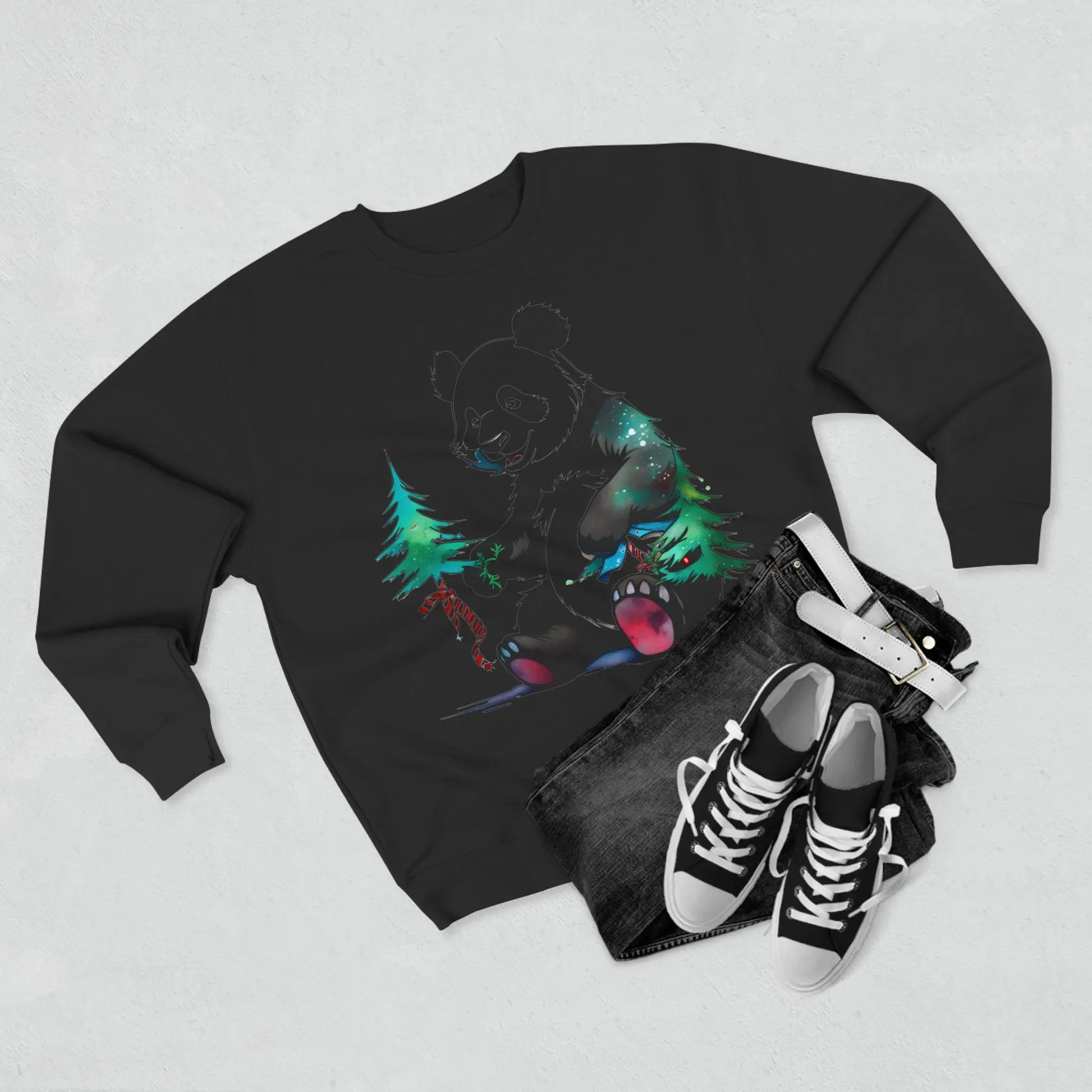"La Magie des Fêtes : Le Panda et son Sapin" Sweatshirt (U.E) - RoosStyle Design