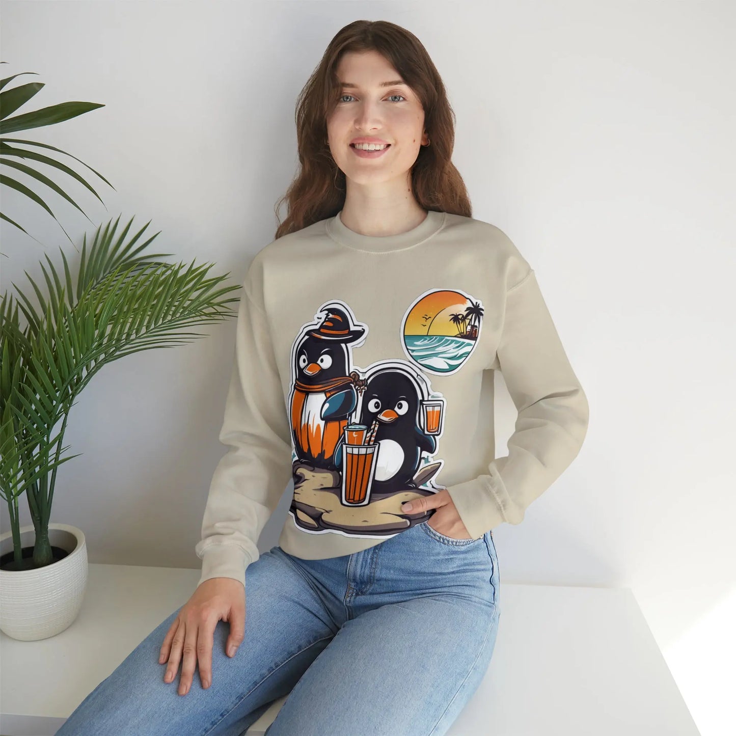 T-shirt "Penguin on the beach in summer" (U.S) - RoosStyle Design