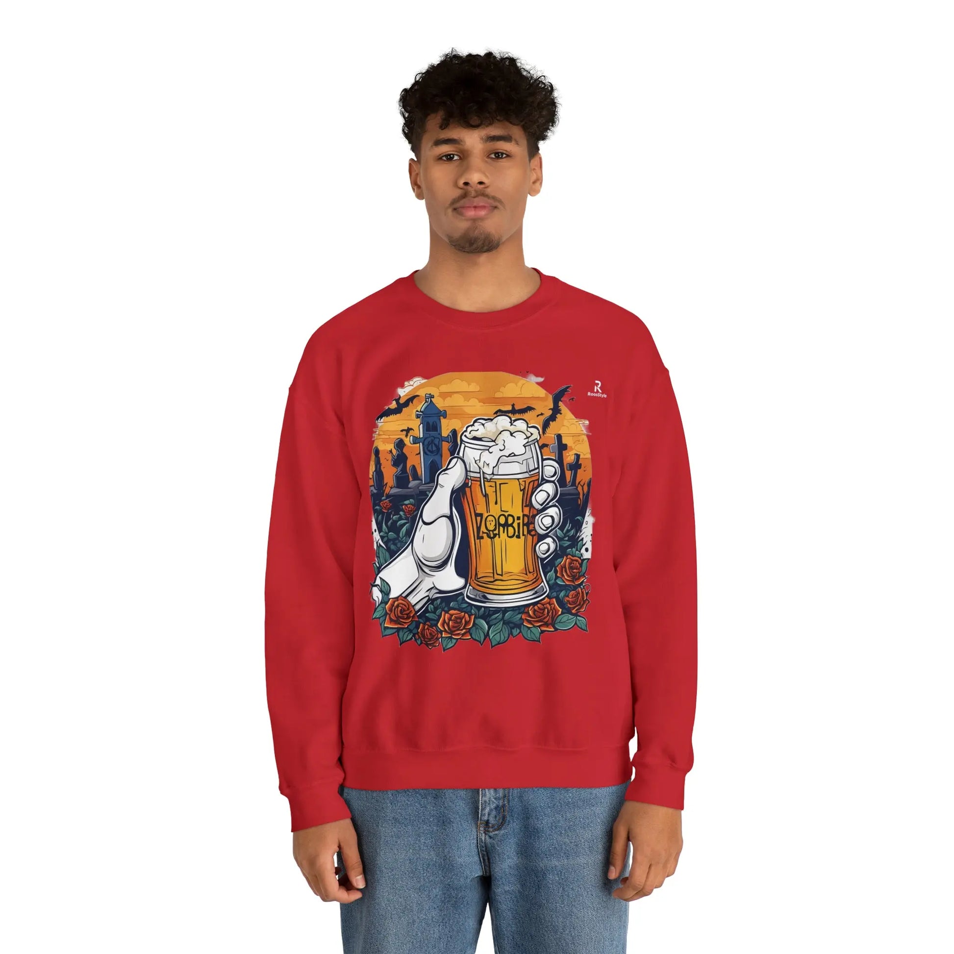 Zombie Chill: A Beer in the Hand of the Beyond Sweatshirt (U.E) - RoosStyle Design