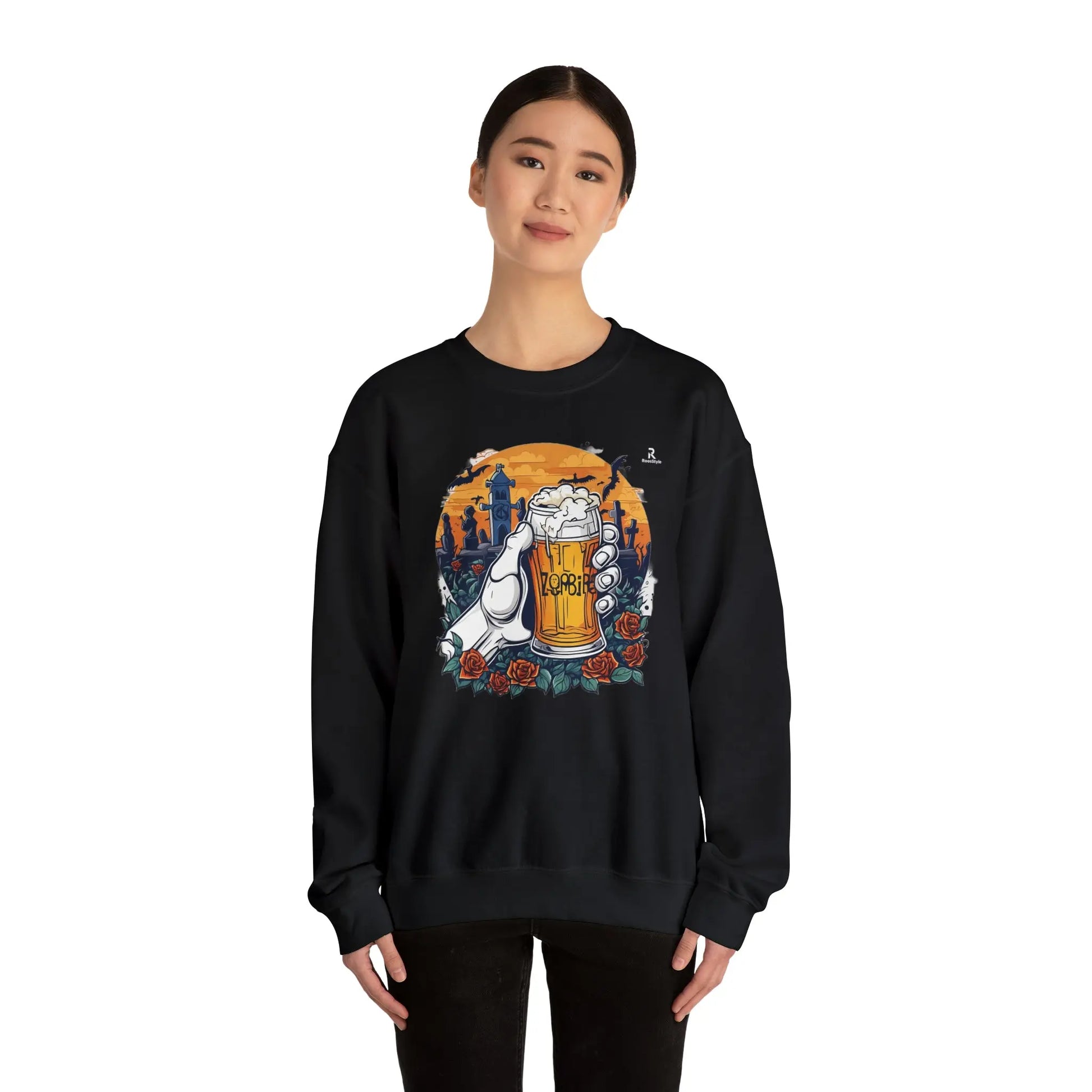Zombie Chill: A Beer in the Hand of the Beyond Sweatshirt (U.S) - RoosStyle Design