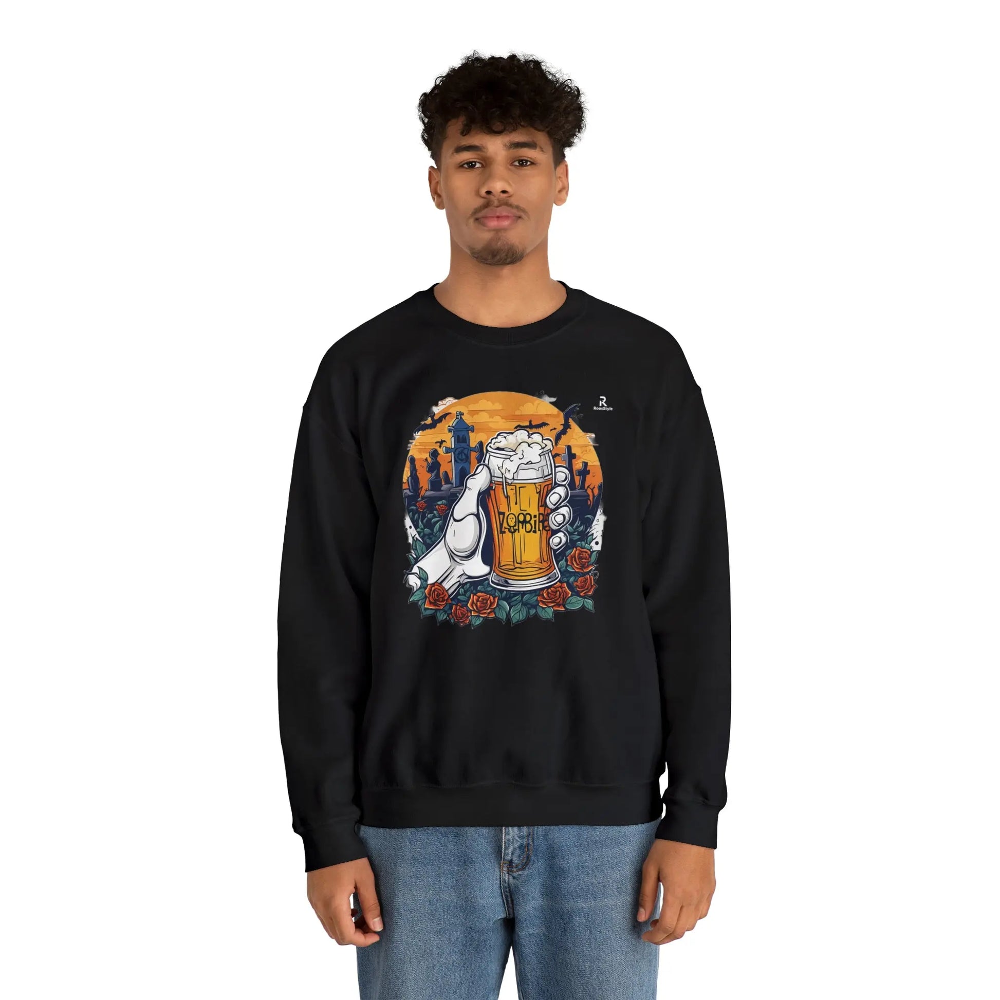 Zombie Chill: A Beer in the Hand of the Beyond Sweatshirt (U.S) - RoosStyle Design