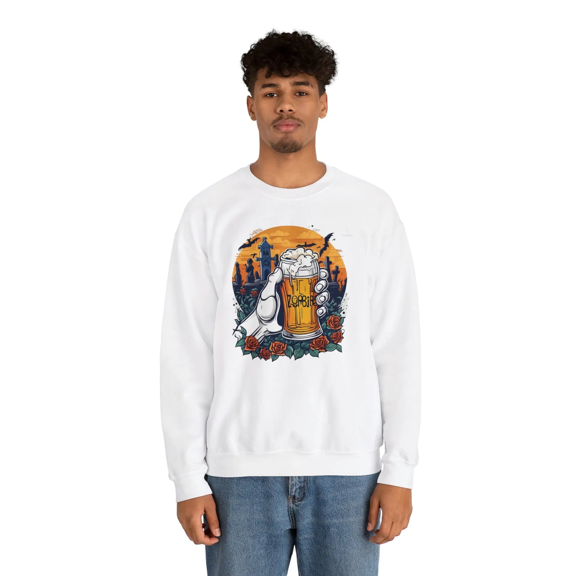 Zombie Chill: A Beer in the Hand of the Beyond Sweatshirt (U.S) - RoosStyle Design